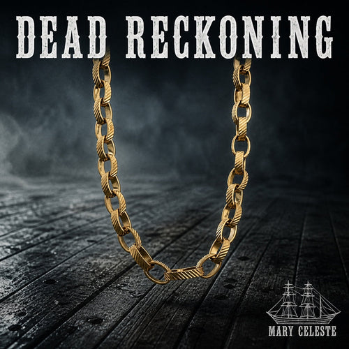 Dead Reckoning ship's chain necklace in gold-tone 316L stainless steel, heavy nautical link chain, Mary Celeste collection