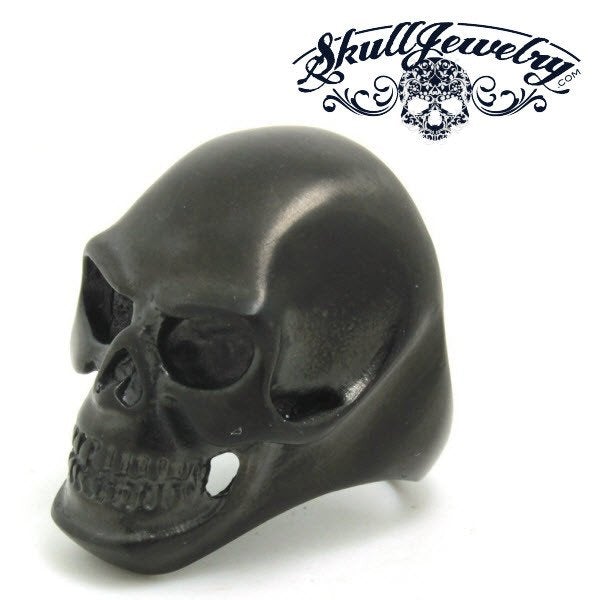 Knuckle Duster - Big And Heavy Skull Ring - Gloss Stainless Steel, Matte Black or Gold-Tone detail view 38, 316L stainless steel mens skull ring for bikers