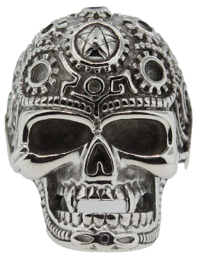 Stainless Steel Mechanical / Pentagram Skull Ring (#176)