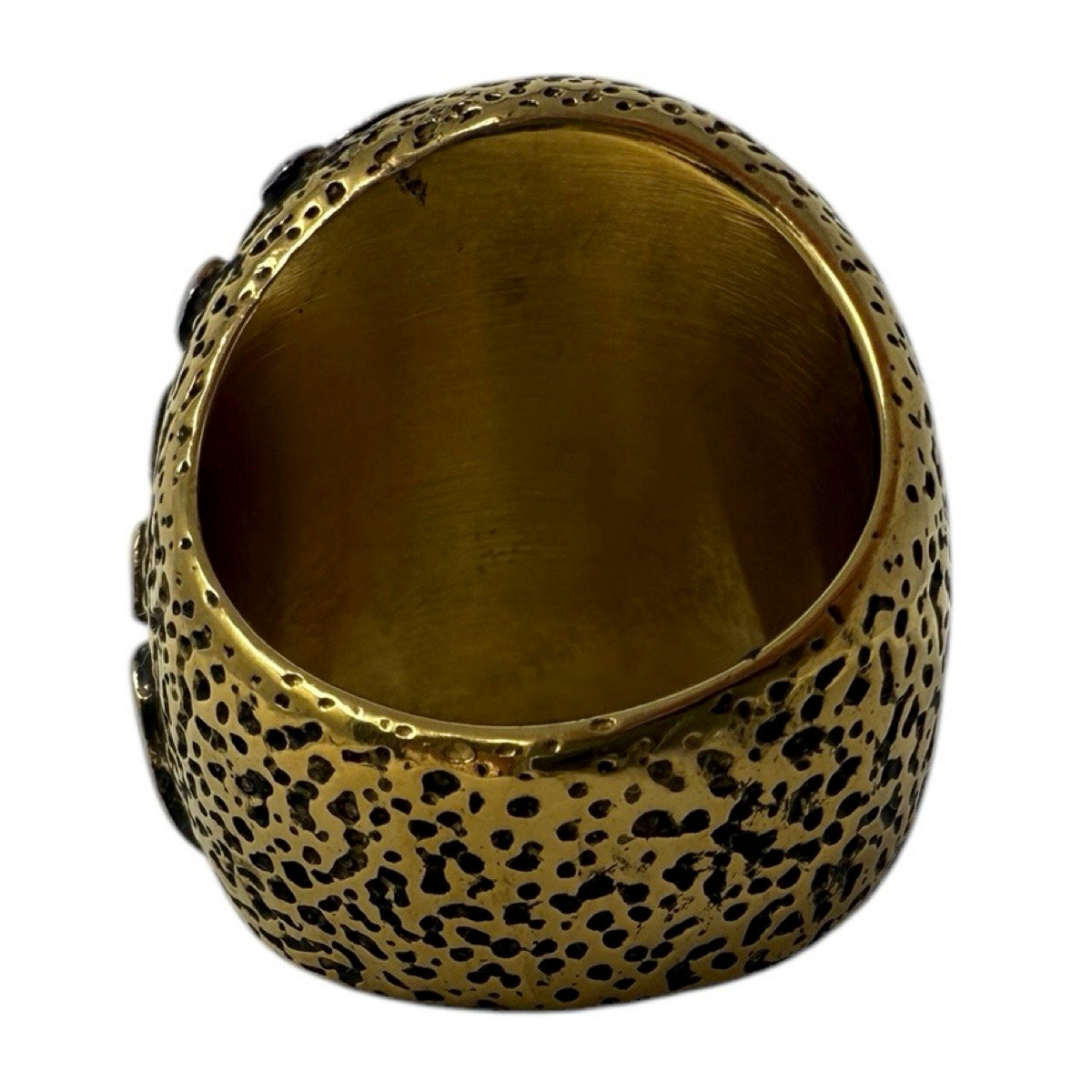 Gold-Tone ”Rock 'N Roll Fantasy" Solid Back Steel Ring (#097Gold)