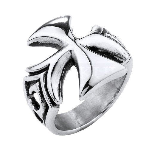 Iron Cross Ring With Design On The Sides (#217)