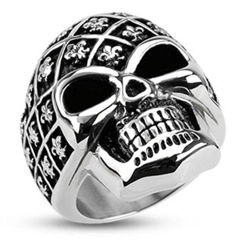 fleur di lis skull ring