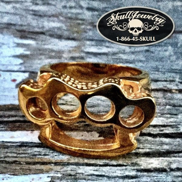 Gold-Tone "Street Fighting Man" Stainless Steel Knuckles Ring