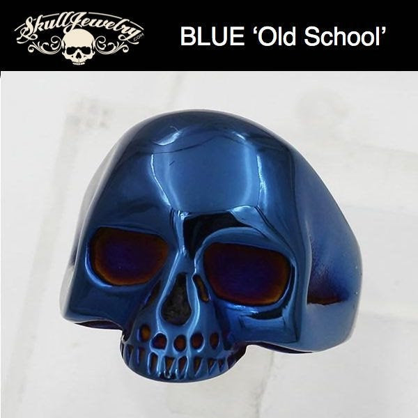 BLUE - Old School Badass Sturgis Stainless Steel Skull Ring