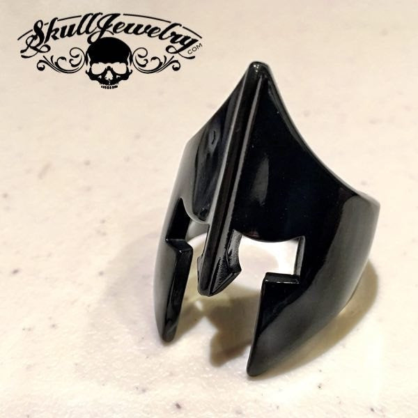 Black 'Spartan Mask' Stainless Steel Ring