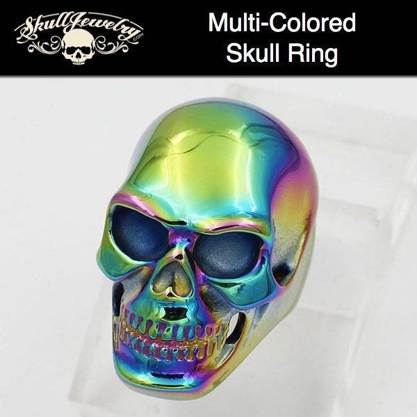 Big, Bold & Heavy MULTI-COLOR Steel Skull Ring