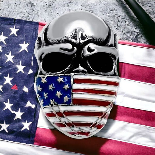 545 - American Flag Mask Skull USA with flag in the background