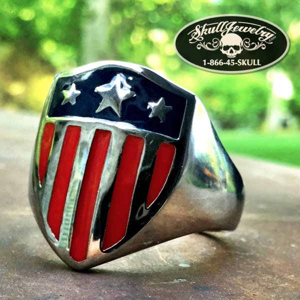 'American Hero' Shield Stainless Steel Ring