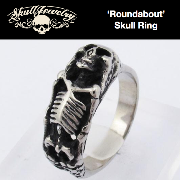 'Roundabout' Stainless Steel Skull Ring