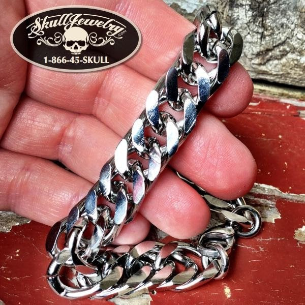 I Told You So - Stainless Steel Bracelet alternate view, 316L stainless steel mens biker bracelet