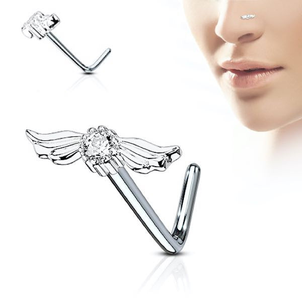 Angel Wings Nose Stud Ring clear color