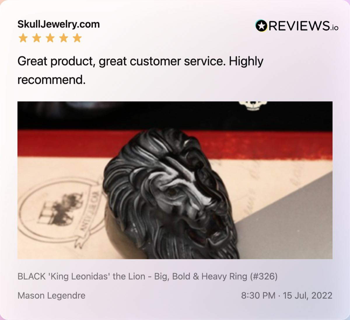 BLACK King Leonidas the Lion Big Bold & Heavy Black Lion Ring Great product great customer service Highly recommend