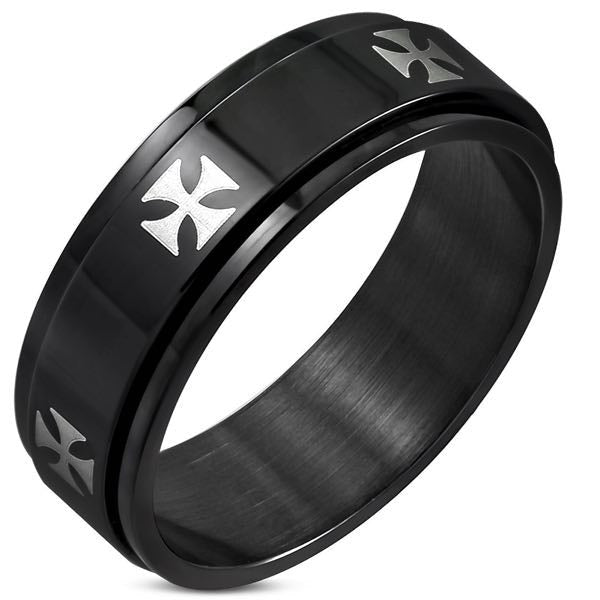 Black SPINNER Ring w/Pattee Cross