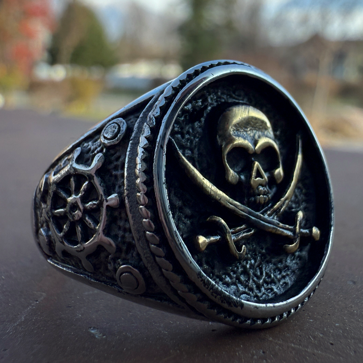 Corsair’s Blood Oath Ring – Pirate Skull & Cutlass 316L Steel Signet