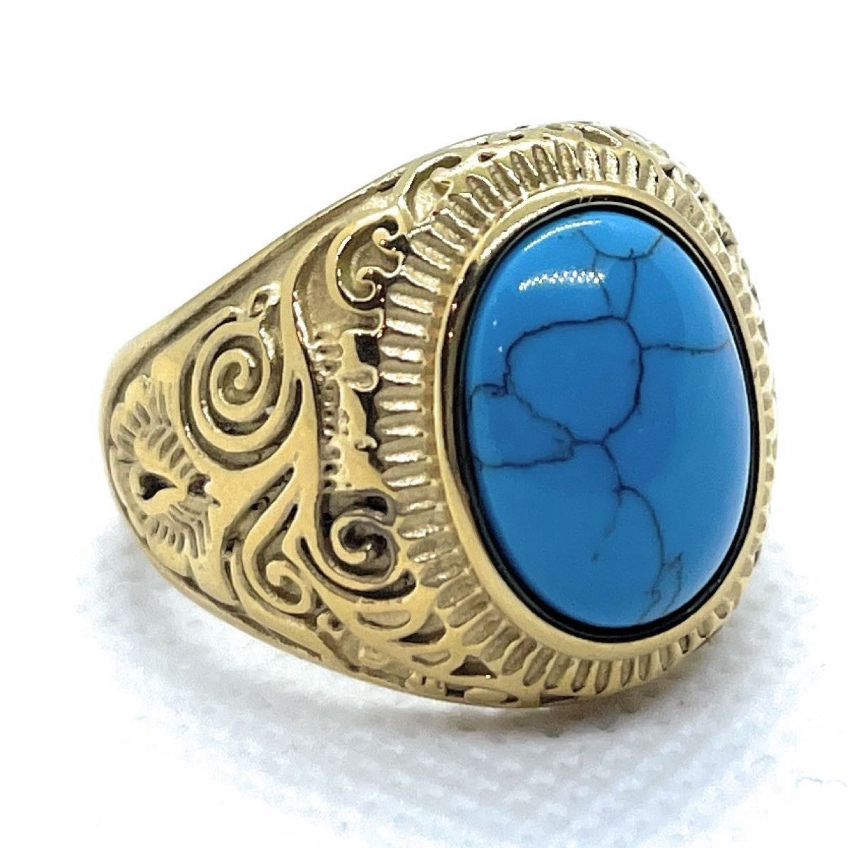 Gold-Tone 'Land of the Navajo' Stainless Steel Ring