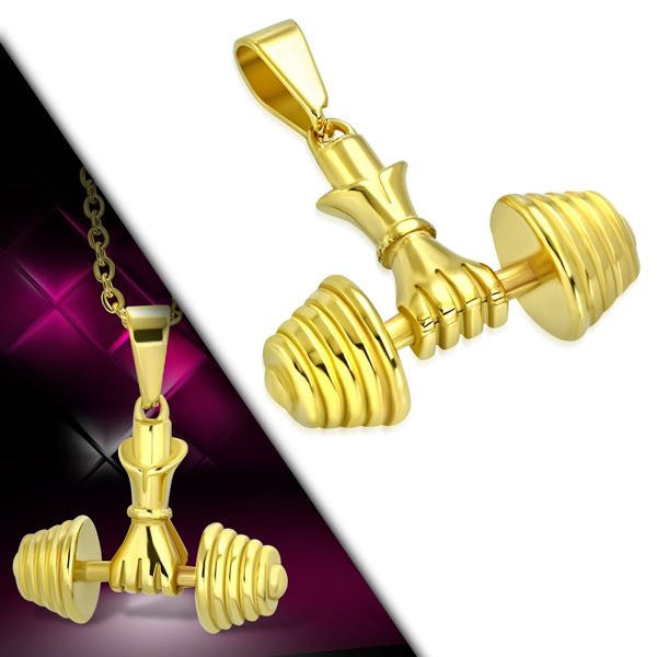 Gold-Tone Weightlifting Pendant