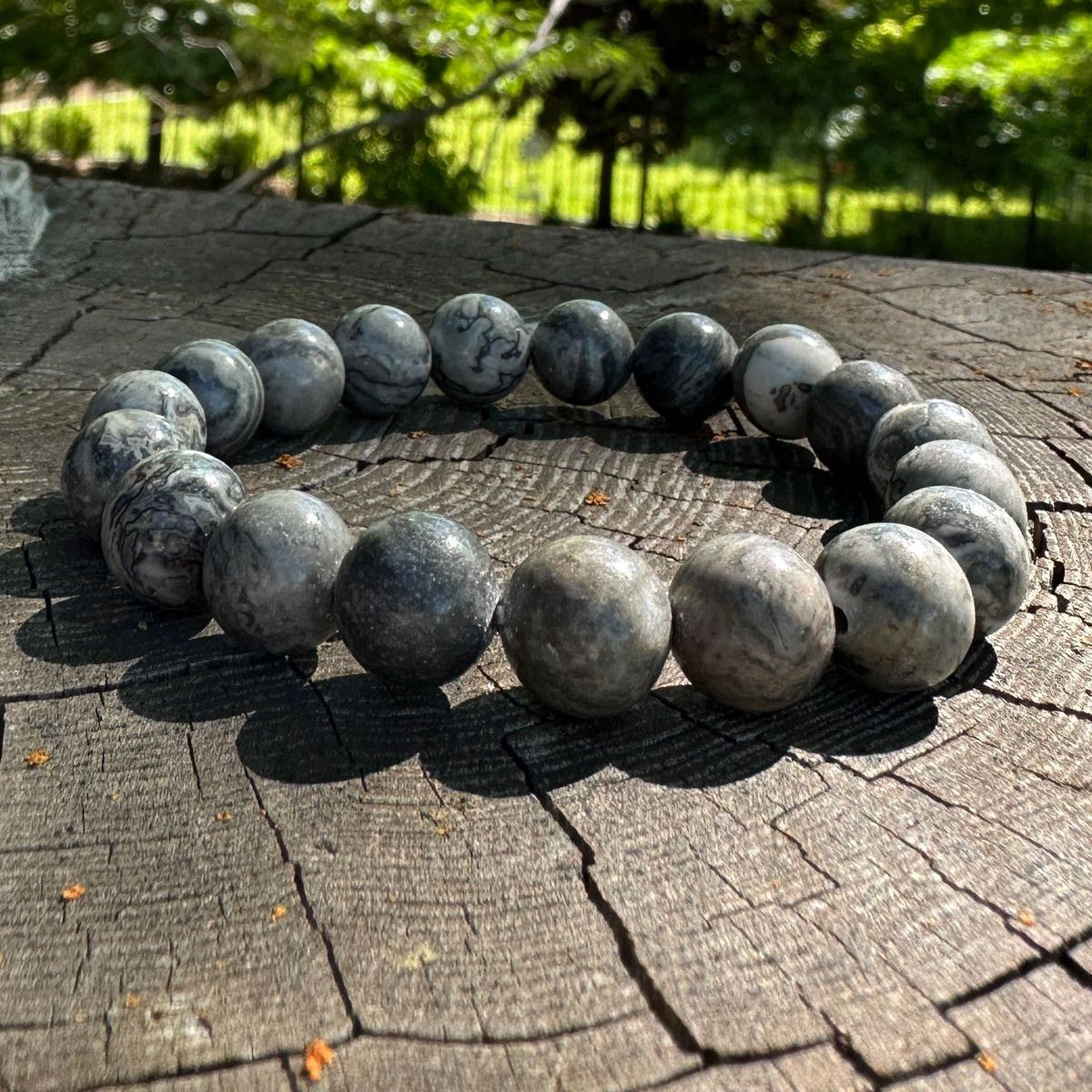 Gray Crazy Lace Jasper bead Bracelet