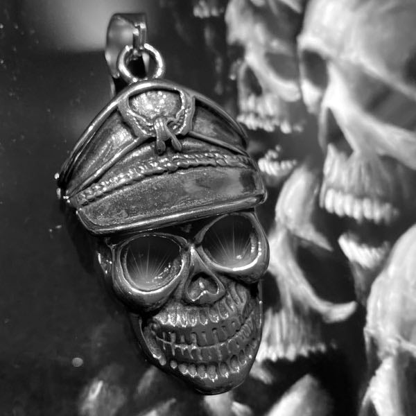 'I'd Rather Die a Soldier Than a Coward' Black Eyes Skull Pendant