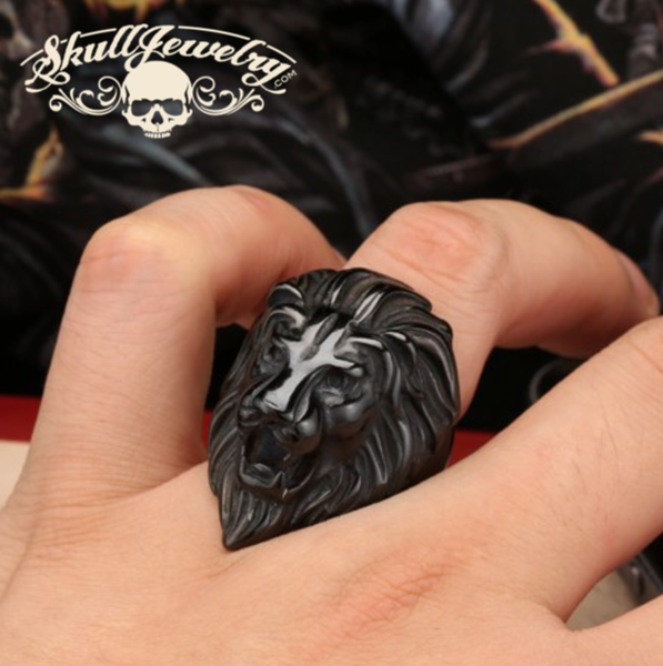 BLACK 'King Leonidas' the Lion - Big, Bold & Heavy Ring (#326)