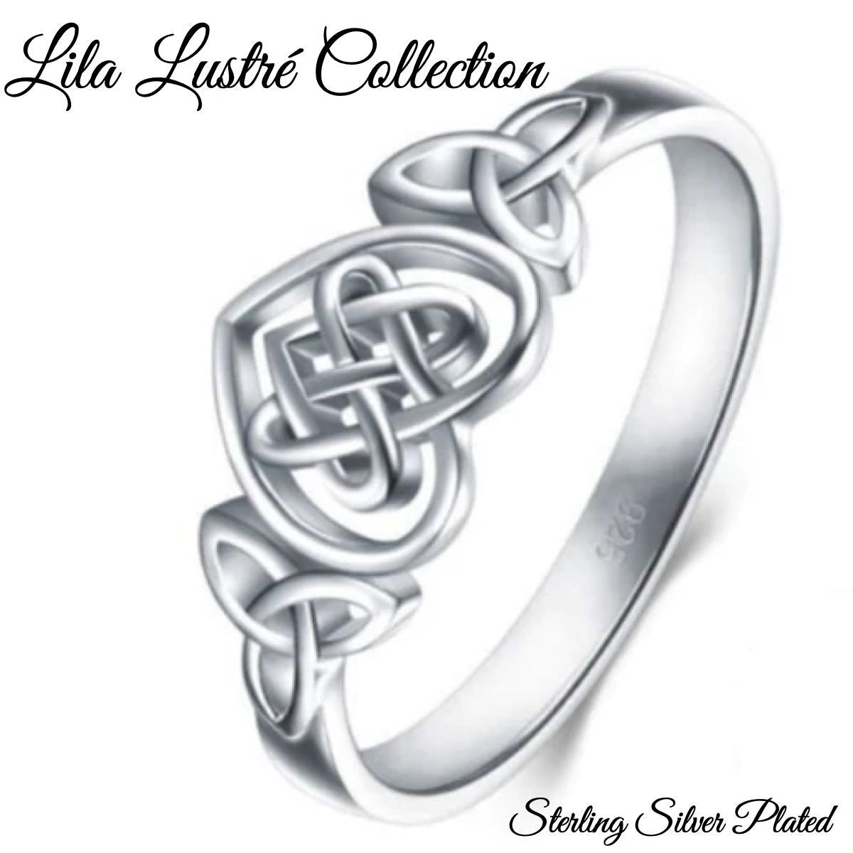 Lila Lustré Collection - Celtic Cross Sterling Silver Plated Ring