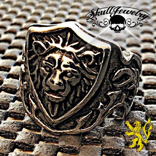 Medieval 'Lion Crest' Stainless Steel Lion Ring