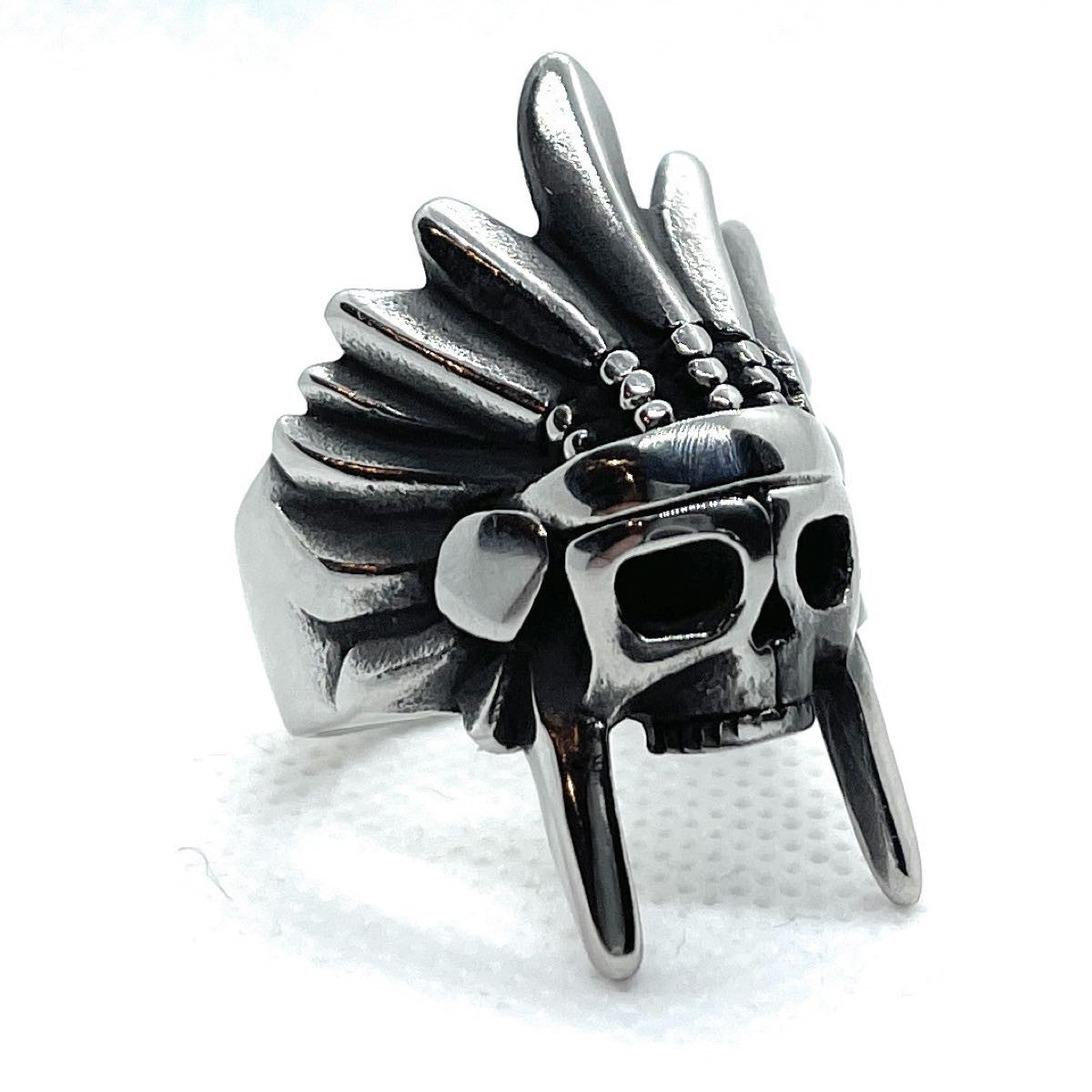 Native American Indian Warrior Skull Ring