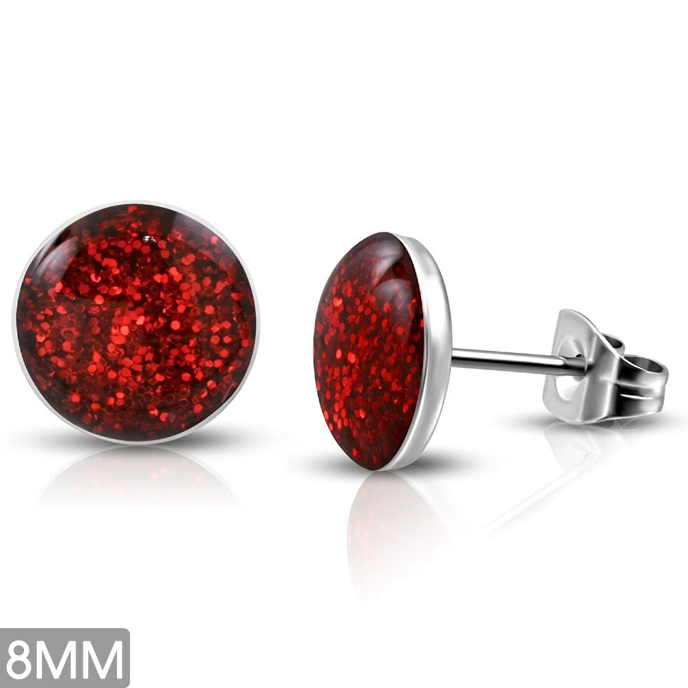 🩸 Red Pulse™ – 8mm Stainless Steel Stud Earrings