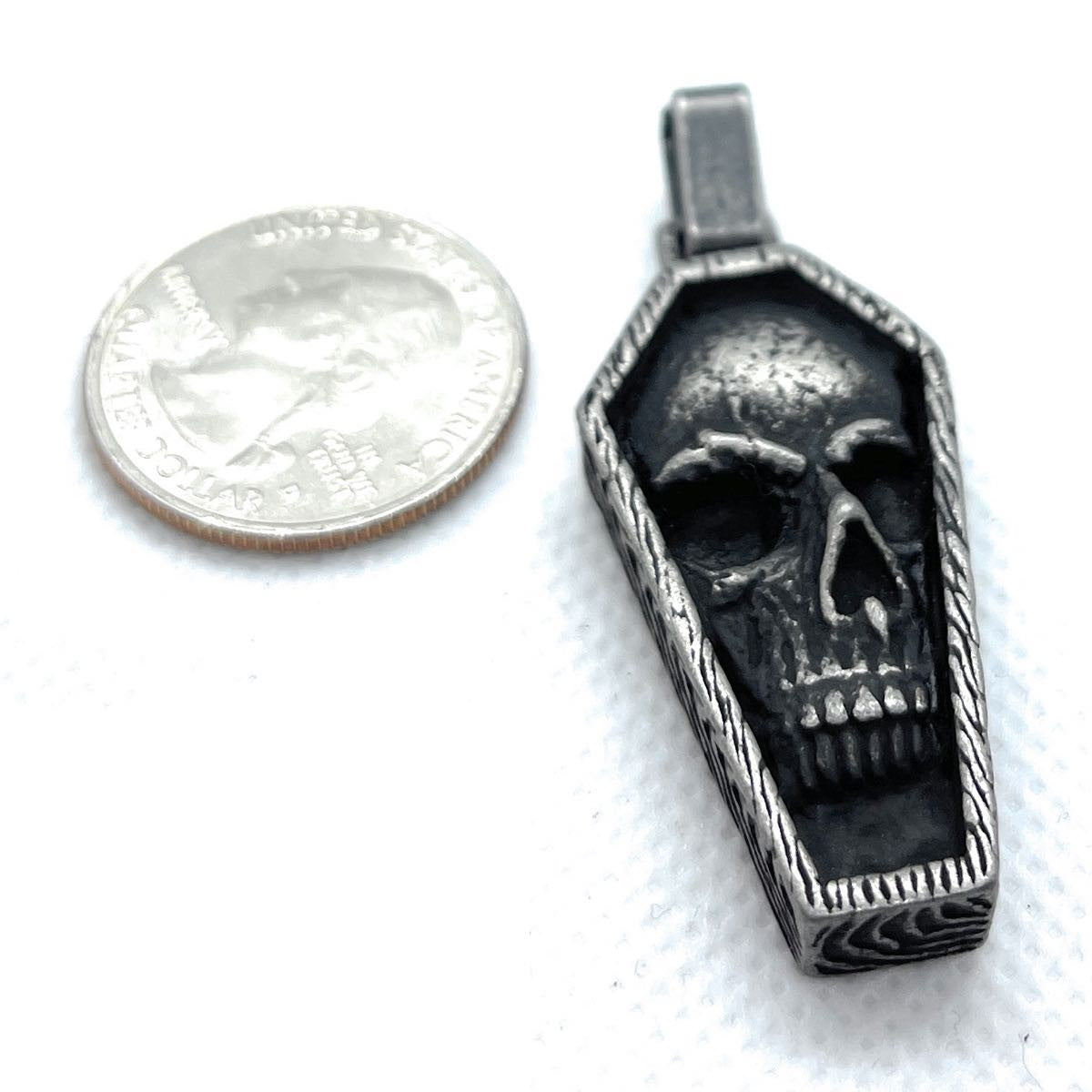 Skull Coffin Pendant size comparison