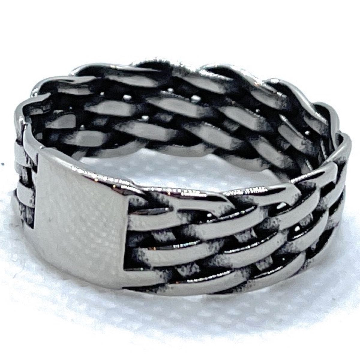 Stainless Color Basketweave Style Band Ring