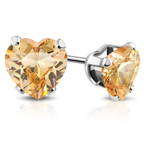 Topaz Birthstone Heart Swarovski Crystal Stud Earrings