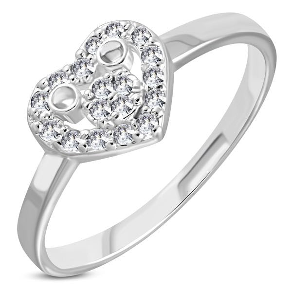 'Whole Lotta Love' Heart CZ Stone Mid-Finger Ring
