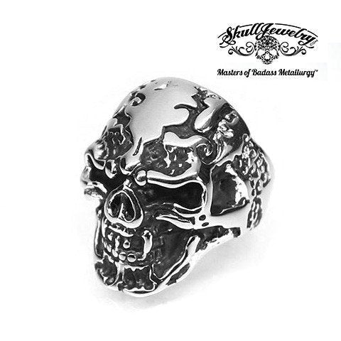 A Young Satchmo With Sharp Fangs and a Phallic Ax Skull Ring