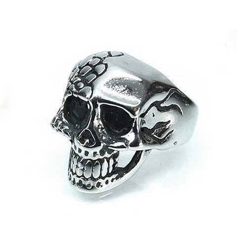 Fade Away Two-Face Skull Ring With Scales