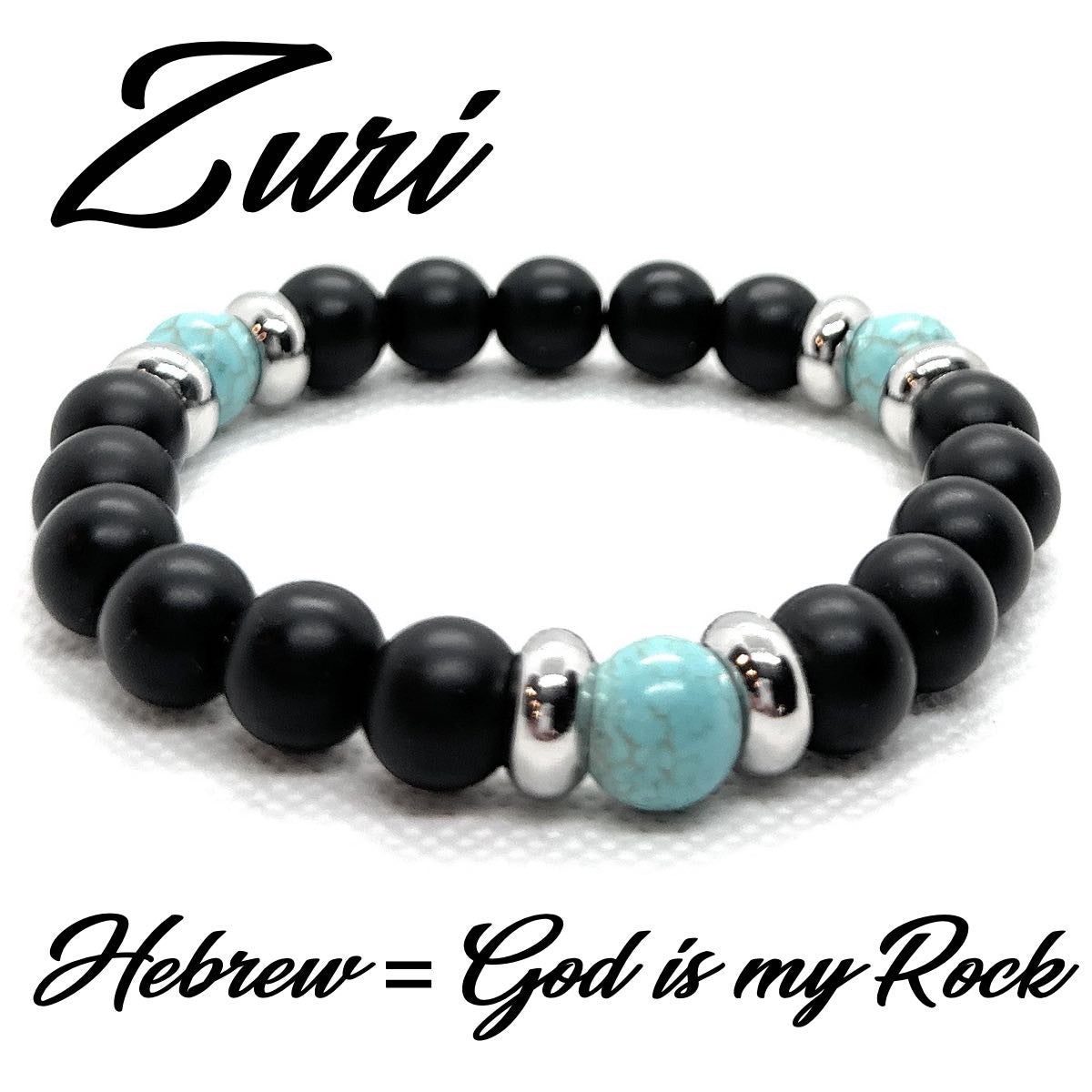 Zuri - god is my rock bead bracelet