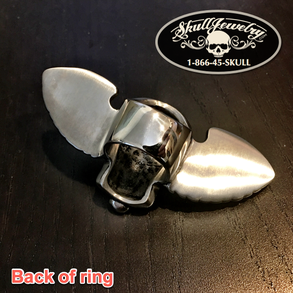 back side of 'Where To Now Saint Peter' Big, Bold & Heavy Skull Ring