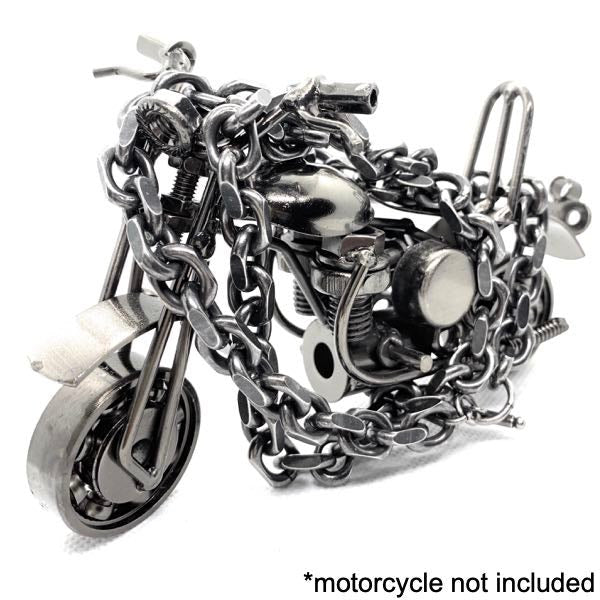 big bold heavy gun metal necklace for motorycle riders