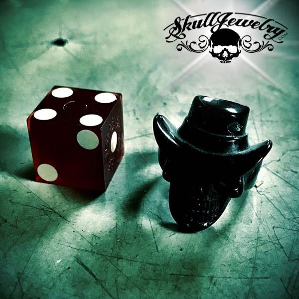 black cowboy hat skull ring size comparison