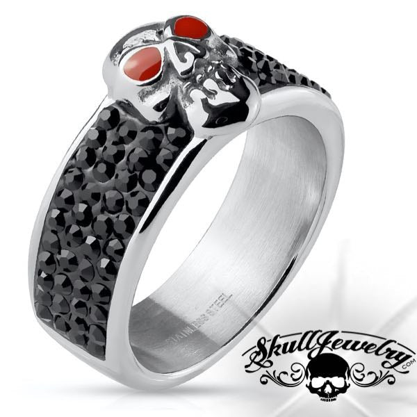 Californication' Red Eyes Skull Ring w/Black Stones