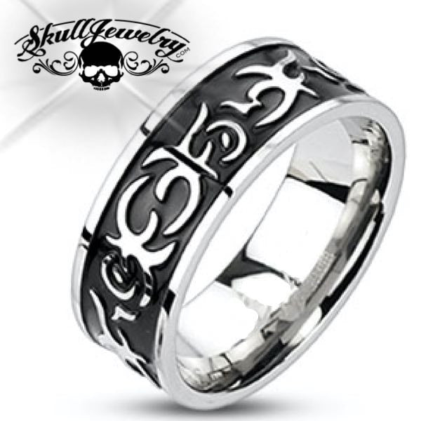 'Tribal Tattoo' Stainless Steel Ring