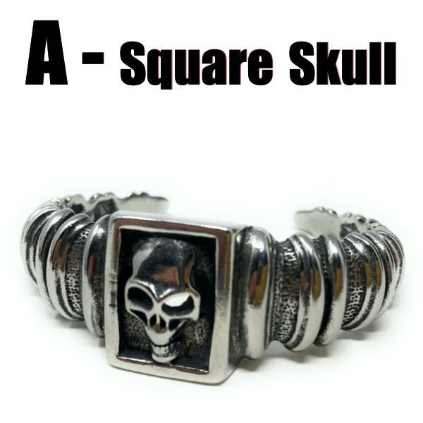 c108 - A - square skull bangle bracelet