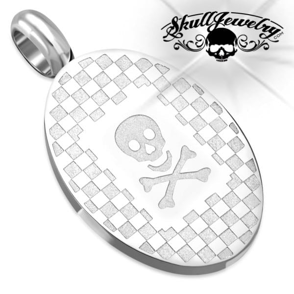 checkerboard skull pendant