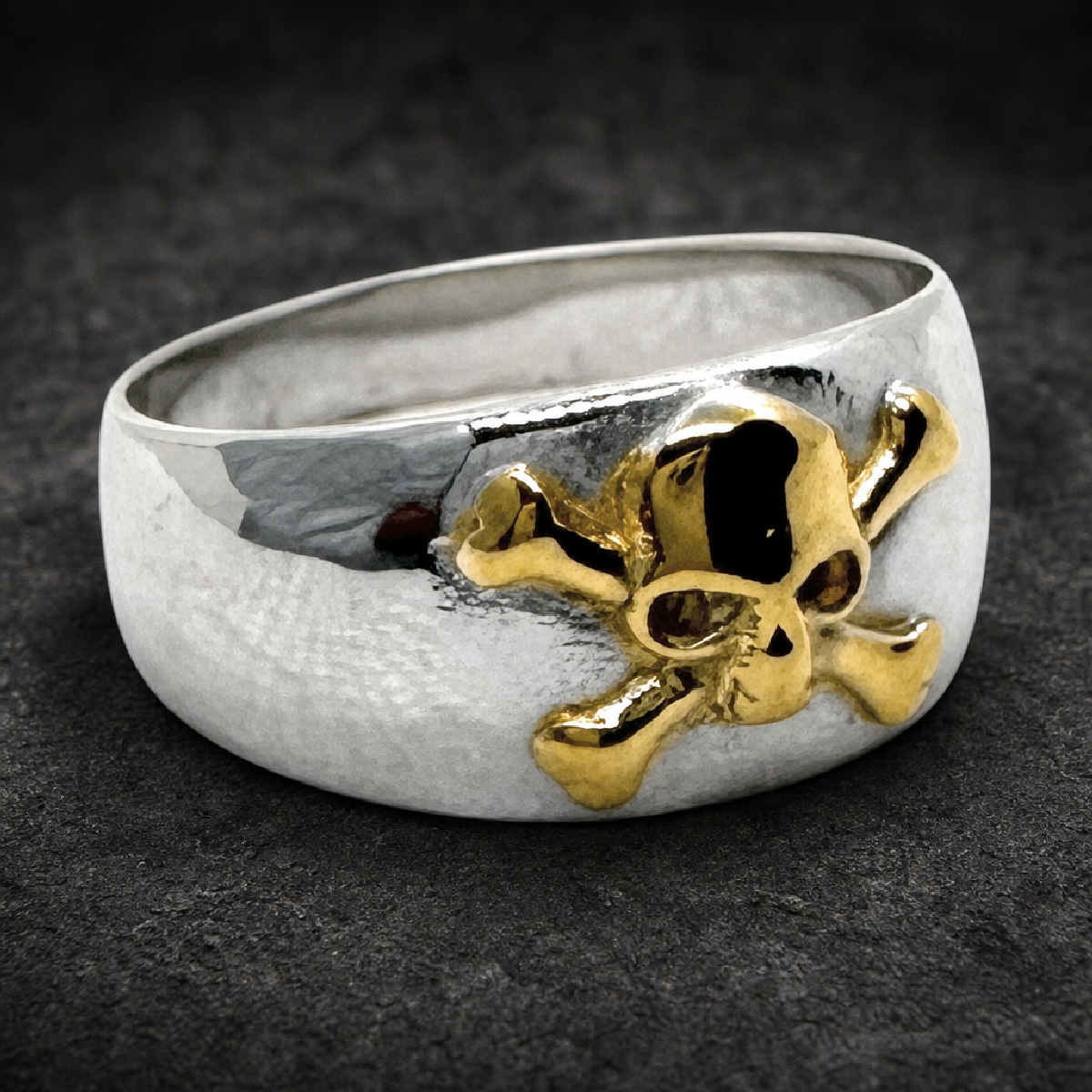Deaths Head Two-Tone Skull Ring - 316L stainless steel unisex jewelry (R0412)