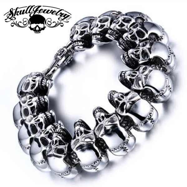 Go Your Own Way - Big, Bold & Thick Stainless Steel Skulls Bracelet (multiple lengths)