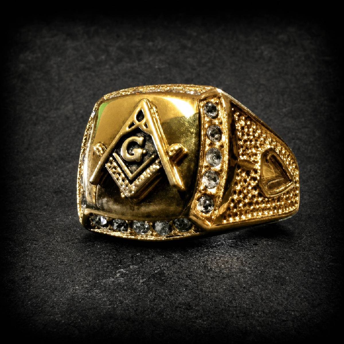 Gold-Tone Free Mason Ring - 316L stainless steel unisex jewelry (R0747)