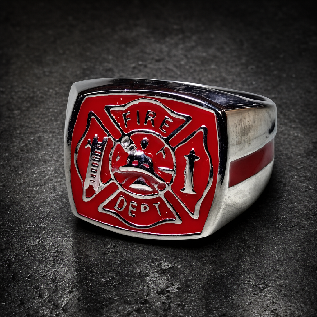 Honor & Flame – Fire Department Ring - 316L stainless steel unisex jewelry (R0485)