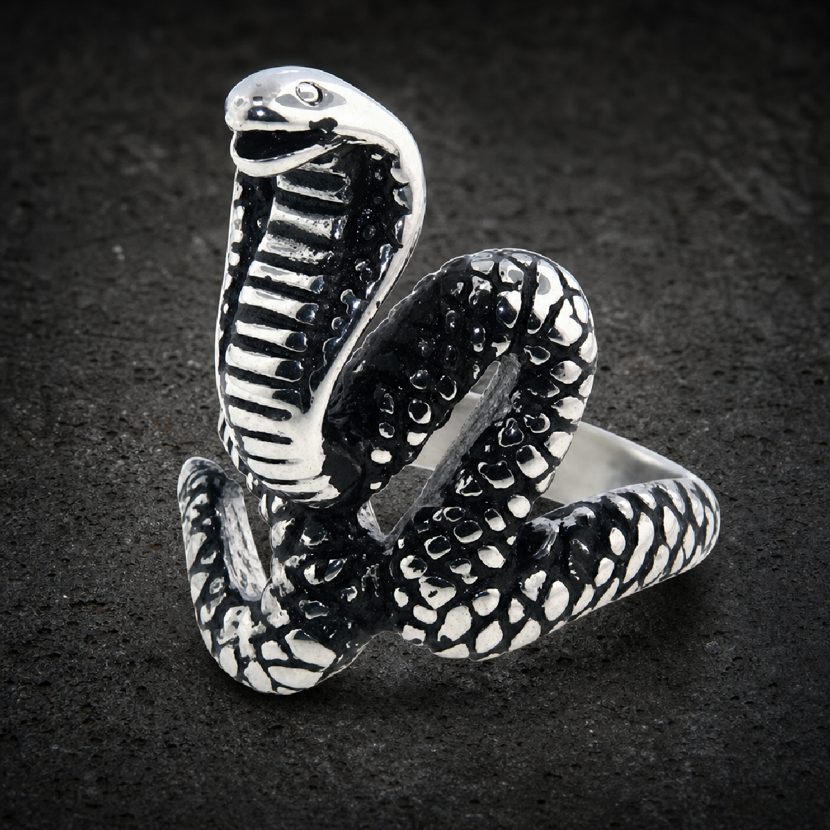 King Cobra Snake Biker Ring Stainless Steel - 316L stainless steel unisex jewelry (R0634)