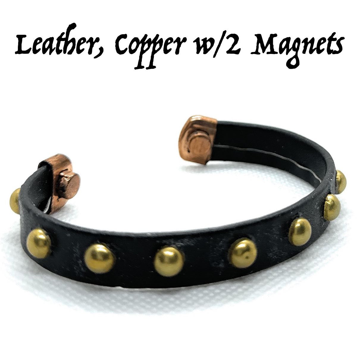 Leather & Copper bracelet with 2 magnets