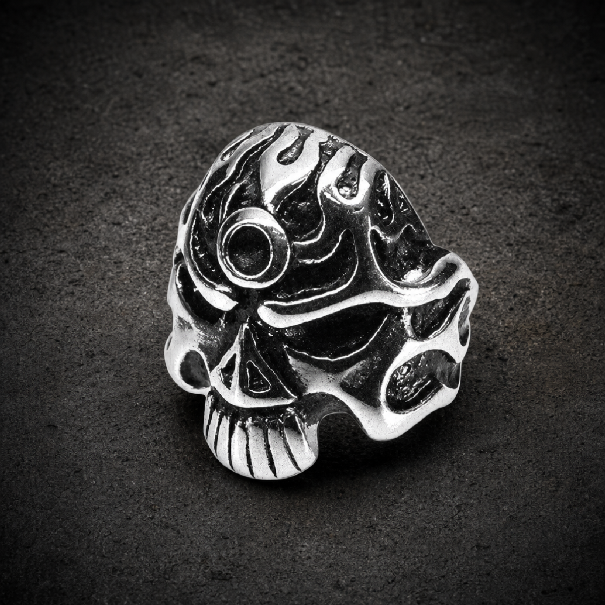Light My Fire Skull Ring - 316L stainless steel unisex jewelry (4033SJ06)