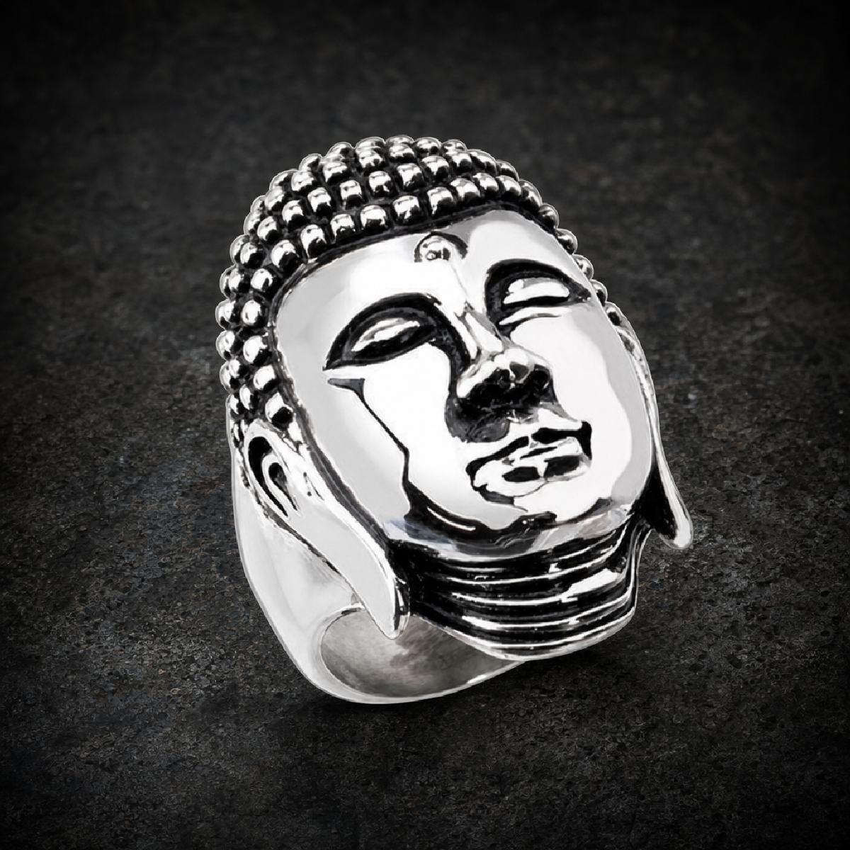 Meditating Buddha Stainless Steel Ring (#R0439)