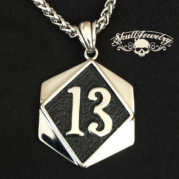 #13 Pendant with 24" Big, Bold & Heavy Stainless Steel Chain